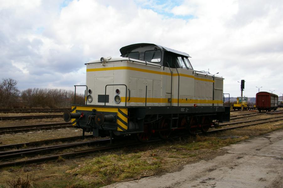 Ex Lok 1 der Mittenwalder Gertebau GmbH, jetzt in ARCO Farben, am 20.03.2010 am Zementwerk in Karsdorf. (Foto: Frank Thomas aus Wurzen)
