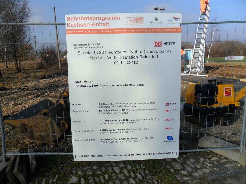 InfoSchild ber die Baumassnahme des Hp Reinsdorf; 26.01.2012