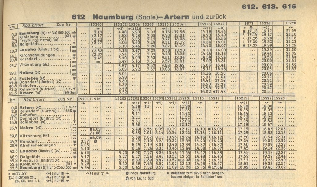 Unstrutbahnfahrplan aus dem Jahr 1988/89. (Sammlung: Karl Emmerich)