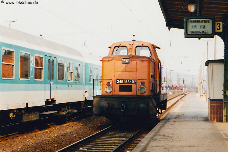 DB 346 153-0 am 12.03.1993 in Naumburg Hbf. (Foto: Frank Weimer)