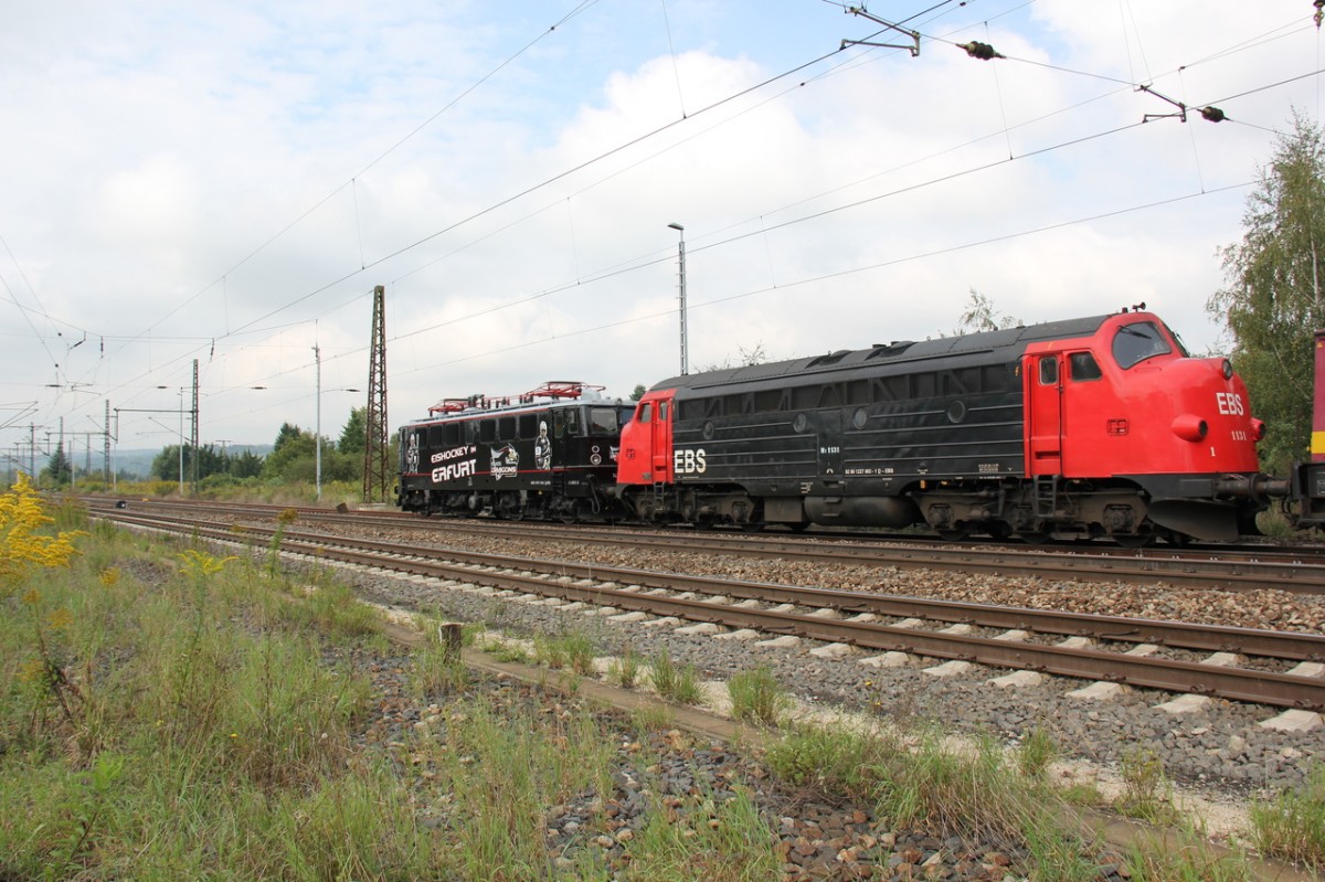 EBS 142 145-2 und My 1131 sowie die 202 487-5 am 03.09.2014 abgestellt in Naumburg Hbf. (Foto: Wolfgang Krolop)