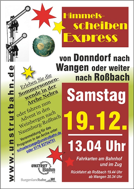 Plakat zur Sonderfahrt anlsslich der Wintersonnenwende in Wangen am 19.12.2015.