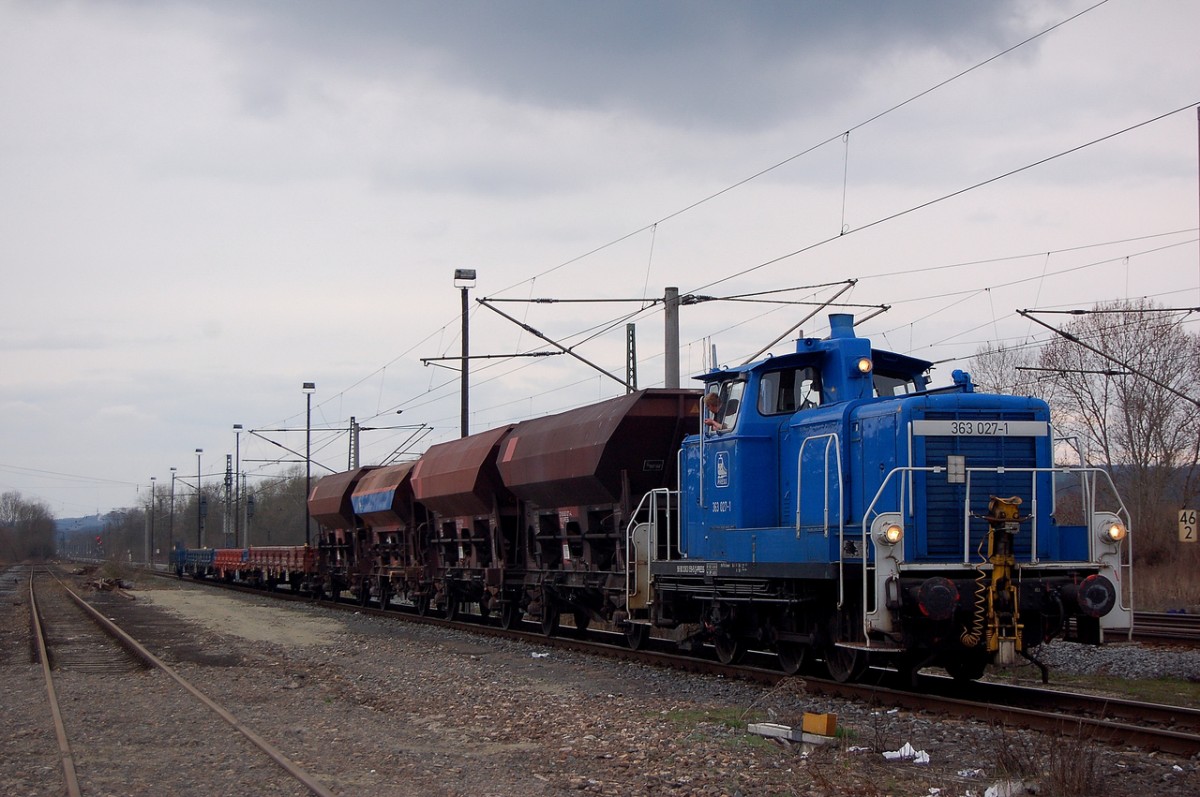 PRESS 363 027-1 mit einem Güterzug Richtung Weißenfels, am 23.03.2014 in Naumburg Hbf. (Foto: dampflok015)