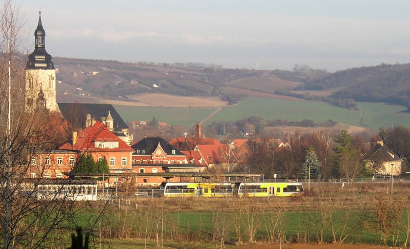 Burgenlandbahn 672 917-2  Erben Luther  + 672 903-2  Stadt Nebra  als Sonderzug von Roleben nach Naumburg (Saale) Ost im Bf Laucha (Unstrut); 30.11.2008 (Foto: Klaus Pollmcher)