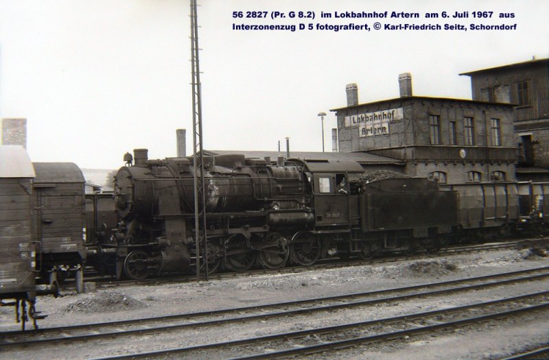 DR 56 2827 im Lokbahnhof Artern; 06.07.1967 (Foto: Karl-Friedrich Seitz)