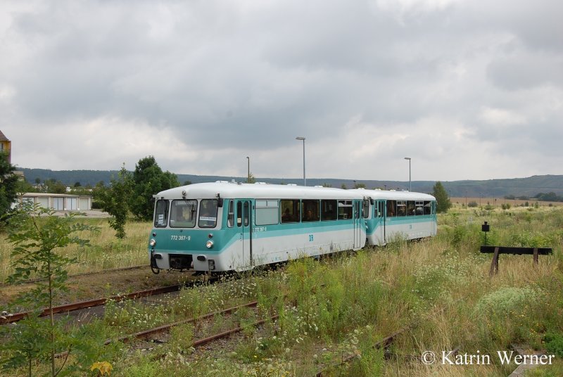 TG Ferkeltaxi e.V. 772 367-9 + 772 312-5 als  Unstrut-Express  von Nebra nach Artern, am 22.07.2007 bei der Einfahrt in Roleben; 22.07.2007 (Foto: Katrin Werner)