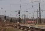 Das stliche Gleisvorfeld mit abgestellten Regionalbahnen, am 25.12.2013 in Naumburg Hbf.
