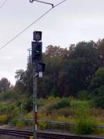 Ein heute nicht mehr tglich zu beobachtendes Signalbild im Bahnhof Artern: Fahrt mit 60km/h Richtung Reinsdorf(b.Artern), also freie Fahrt fr die Unstrutbahn. 08.09.2007