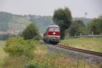LEG 132 158-7 mit dem DPE 75910 von Profen nach Karsdorf, am 08.09.2013 zwischen Freyburg und Balgstdt.