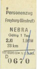 Fahrkarte von Freyburg (Unstrut) nach Nebra; 1987 (von: Mario Fliege)