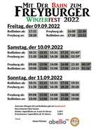 Zum Winzerfest in Freyburg (Unstrut) verkehren von Freitag bis Sonntag wieder ausgewählte Züge von Abellio Rail Mitteldeutschland, im Auftrag der IG Unstrutbahn e.V., direkt ab dem Bahnhof