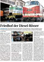 Am 08.04.2011 berichtete die Mitteldeutsche Zeitung ber die Verschrottung der alten Lokomotiven in Karsdorf.