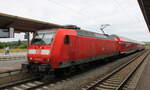 zugverkehr-in-naumburg-hbf/816790/db-146-007-0-mit-dem-re DB 146 007-0 mit dem RE 4891 'Saale-Express' von Halle (S) Hbf nach Jena-Gschwitz, am 16.06.2023 in Naumburg (S) Hbf.