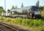 HGB ER 20-005 am 27.06.2008 im Bf Karsdorf. Zum erstenmal war eine Lok dieser Baureihe zu Gast auf der Unstrutbahn. Sie holte zwei Jung-Loks von ARCO ab. (Foto: Gnther Gbel)