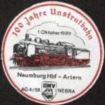 Anstecker zum 100. Geburtstag der Unstrutbahn vom 01.10.1989. (Sammlung: Mario Fliege)