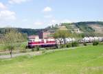 meg---mitteldeutsche-eisenbahngesellschaft/1010/meg-201-mit-leeren-zementwagen-nach MEG 201 mit leeren Zementwagen nach Karsdorf, am 07.06.2008 bei Balgstdt. (Foto: Gnther Gbel)