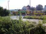 Ein Gleisbaufahrzeug der Firma Lasch GmbH, am 04.09.2012 um 16:27 Uhr in Naumburg Ost Richtung Teuchern fahrend.