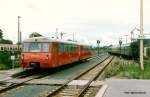 Historisches aus Zeitz. DR 772 146 und 972 746 vom Bw Leipzig Sd als Nt 7057 nach Altenburg, am 21.07.1993 im Bahnhof von Zeitz. (Foto: Michael Strau)