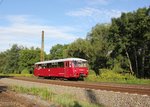 Von Naumburg Hbf nach Erfurt Hbf war EBS 772 345-5 am 21.08.2016 als DLr 24865 untwegs. Hier zu sehen bei der Ausfahrt in  Naumburg. Ab Erfurt verkehrte er dann als 13.  Unstrut-Schrecke-Express  über Artern nach Roßleben. (Foto: Wolfgang Krolop)