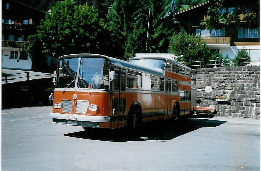 (001'822) - AFA Adelboden - Nr. 7/BE 26'707 - FBW/Vetter-R&J Anderthalbdecker im September 1987 beim Autobahnhof Adelboden