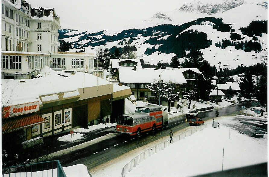 (002'814) - AFA Adelboden - Nr. 9/BE 19'692 - FBW/Vetter-R&J Anderthalbdecker im Januar 1988 in Adelboden, Landstrasse