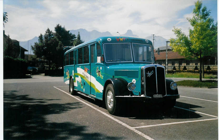 (012'921) - WWF, Zrich - ZH 170'109 - Saurer/Gangloff Pandamobil (ex P 24'552) am 18. August 1995 in Thun, Seestrasse