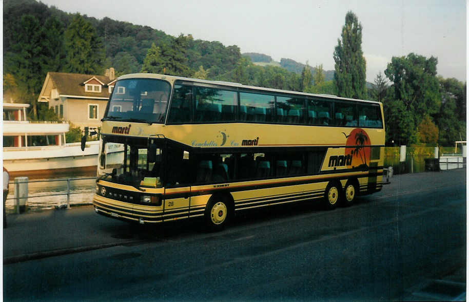 (015'218) - Marti, Kallnach - Nr. 28/BE 393'210 - Setra am 11. September 1996 bei der Schifflndte Thun