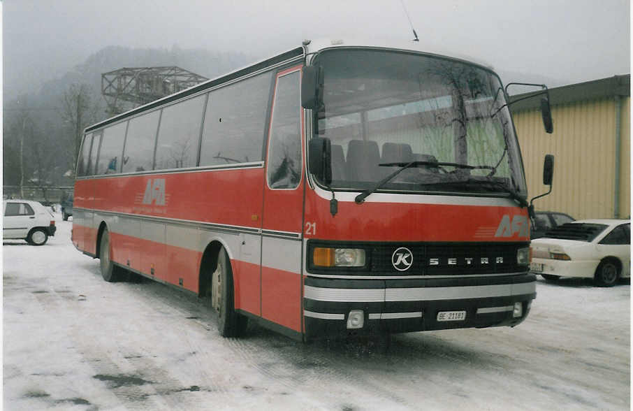 (016'021) - AFA Adelboden - Nr. 21/BE 21'181 - Setra am 6. Januar 1997 in Thun, Seestrasse