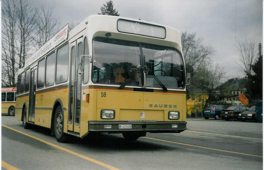 (016'311) - STI Thun - Nr. 58/BE 413'458 - Saurer/R&J am 27. Februar 1997 bei der Schifflndte Thun