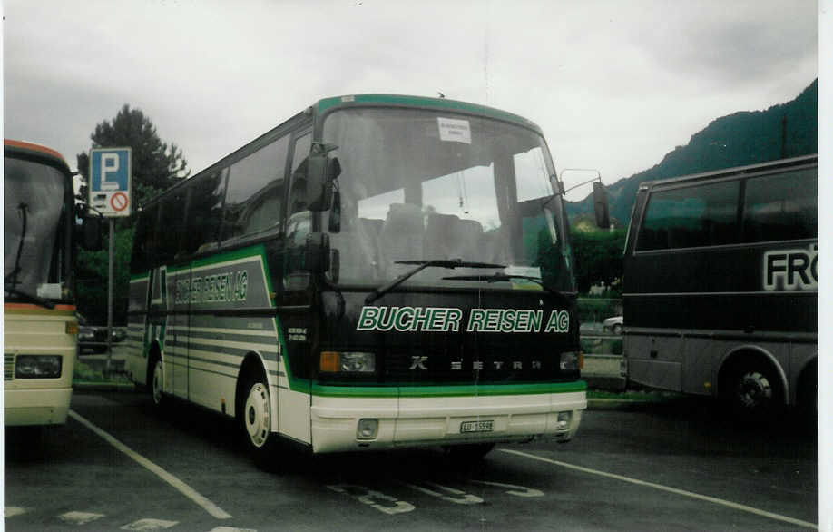 (017'226) - Bucher, Luzern - LU 15'598 - Setra am 15. Juni 1997 beim Bahnhof Interlaken West