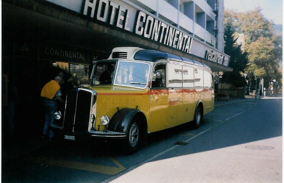 (019'805) - Funi-Car, Biel - BE 311'264 - Saurer/FHS (ex P 19'983; ex P 23'157) am 4. Oktober 1997 in Biel, Hotel Continental