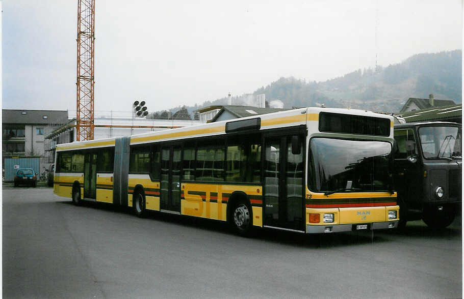 (022'218) - STI Thun - Nr. 73/BE 387'073 - MAN am 18. Mrz 1998 in Thun, Garage