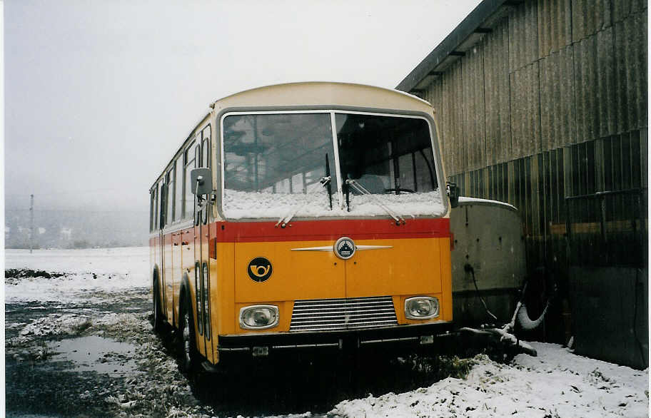 (026'908) - Frigg, Zernez - Saurer/Tscher (ex P 24'626) am 7. Oktober 1998 in Zernez, Garage