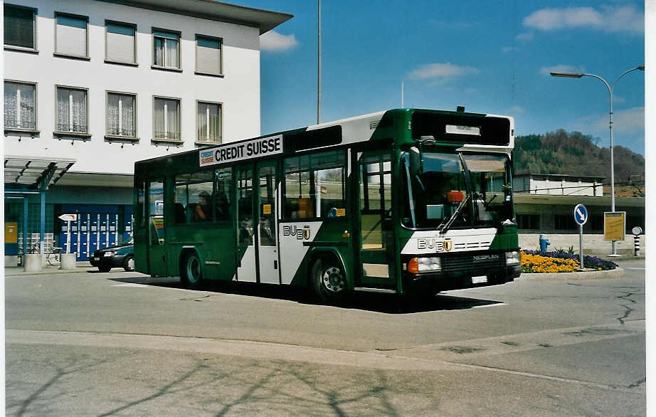 (030'809) - BUBU Burgdorf - BE 122'012 - Neoplan (ex Dhler, Burgdorf Nr. 63) am 10. April 1999 beim Bahnhof Burgdorf