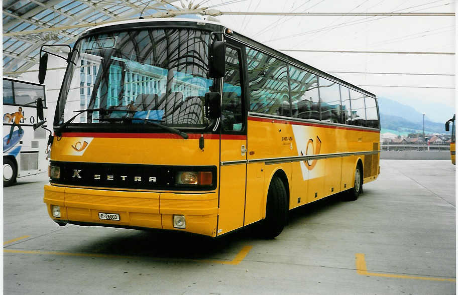 (032'706) - PTT-Regie - P 26'003 - Setra am 26. Juni 1999 in Chur, Postautostation