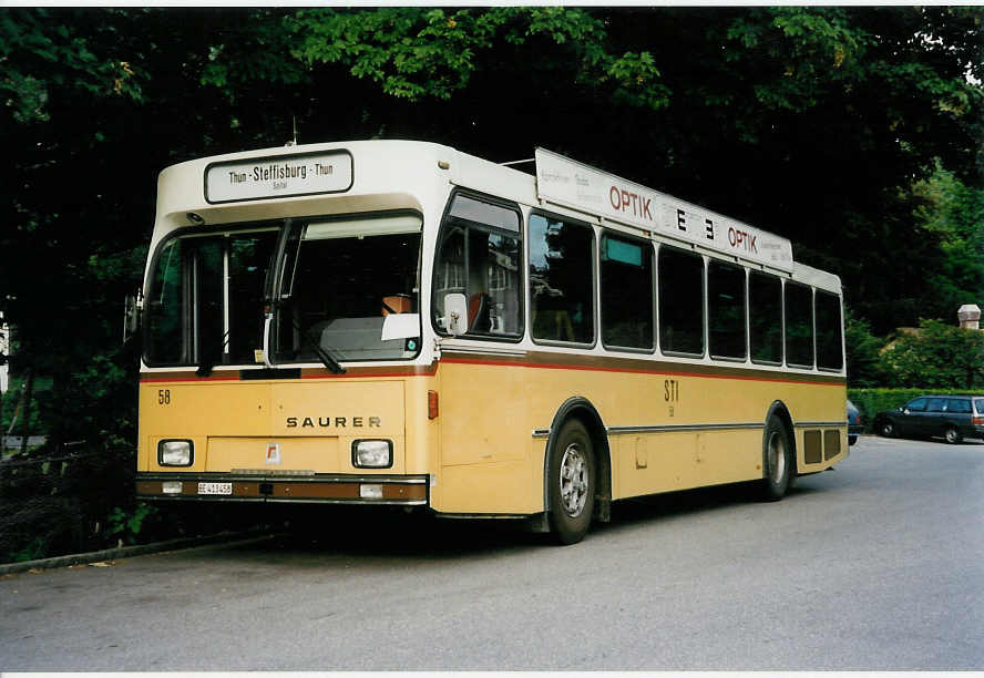 (033'023) - STI Thun - Nr. 58/BE 413'458 - Saurer/R&J am 29. Juni 1999 bei der Schifflndte Thun