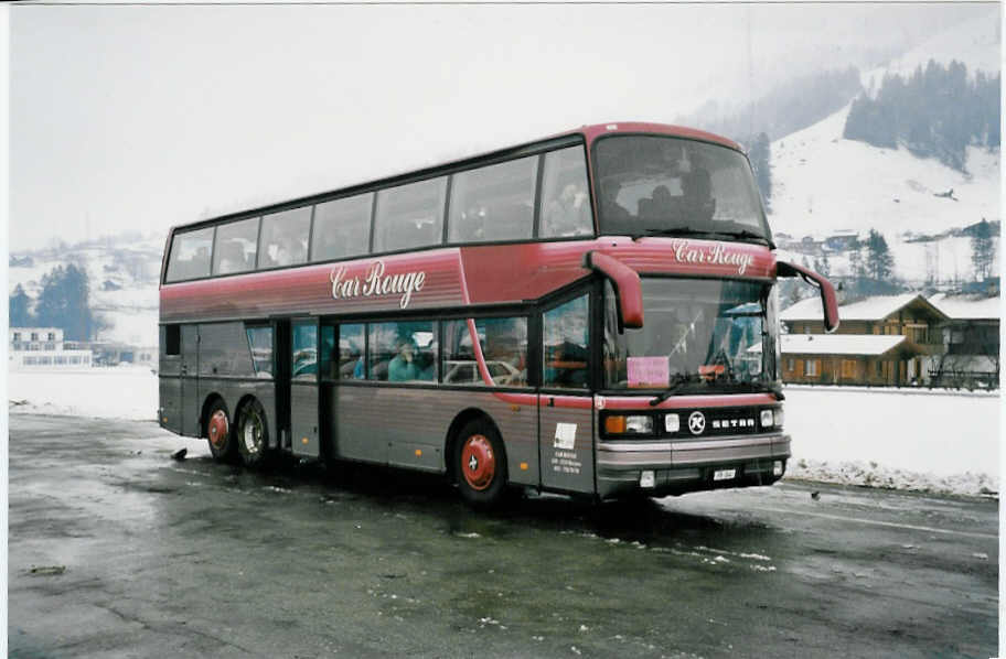 (039'109) - Car Rouge, Kerzers - Nr. 4/FR 244 - Setra am 19. Februar 2000 in Frutigen, Flugplatz