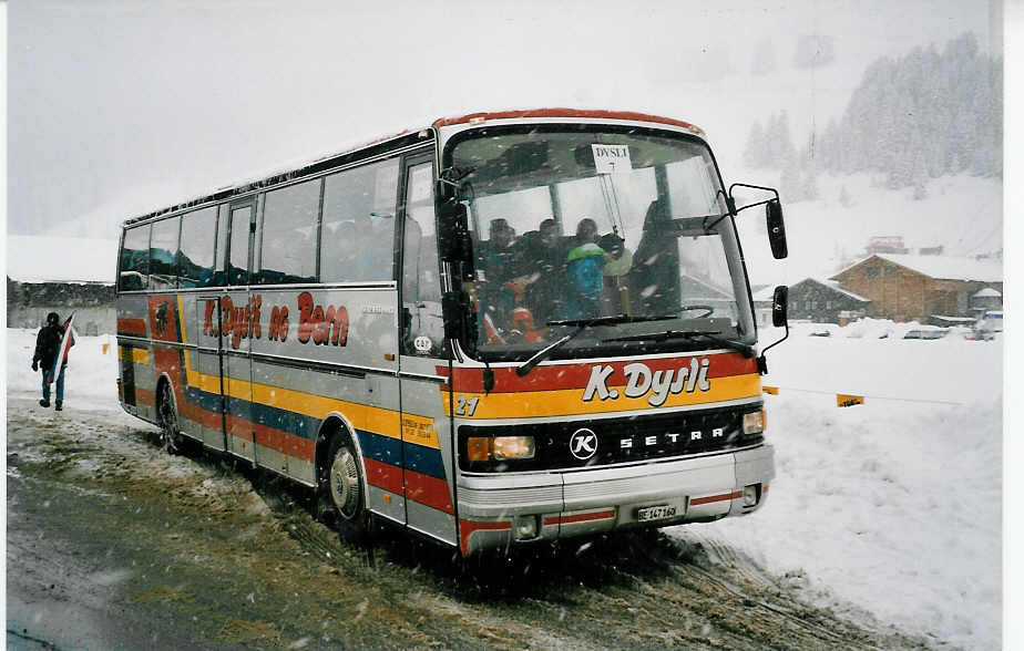 (039'217) - Dysli, Bern - Nr. 21/BE 147'160 - Setra am 20. Februar 2000 in Adelboden, Kreuzweg