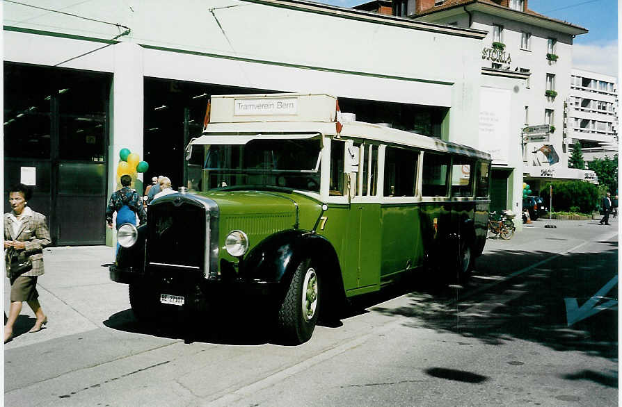 (040'610) - SVB Bern (TVB) - Nr. 7/BE 27'107 - Saurer/R&Str. am 20. Mai 2000 in Bern, Eigergarage