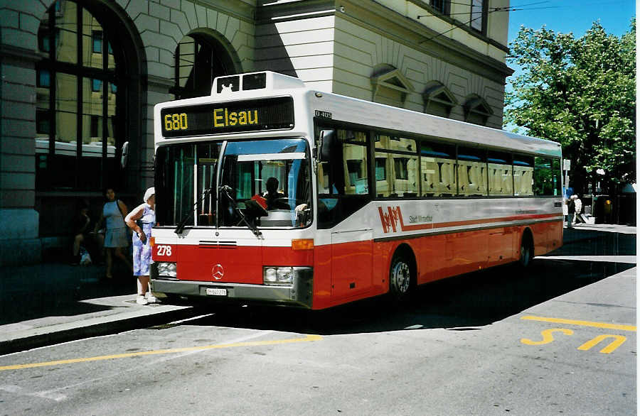 (041'532) - WV Winterthur - Nr. 278/ZH 640'278 - Mercedes (ex VBZ Zrich Nr. 621) am 19. Juni 2000 beim Hauptbahnhof Winterthur