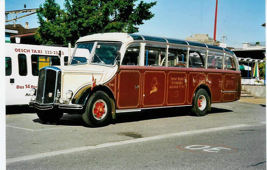 (041'536) - Marti, Kallnach - Nr. 40/BE 146'284 - Saurer/Lauber am 22. Juni 2000 beim Bahnhof Thun