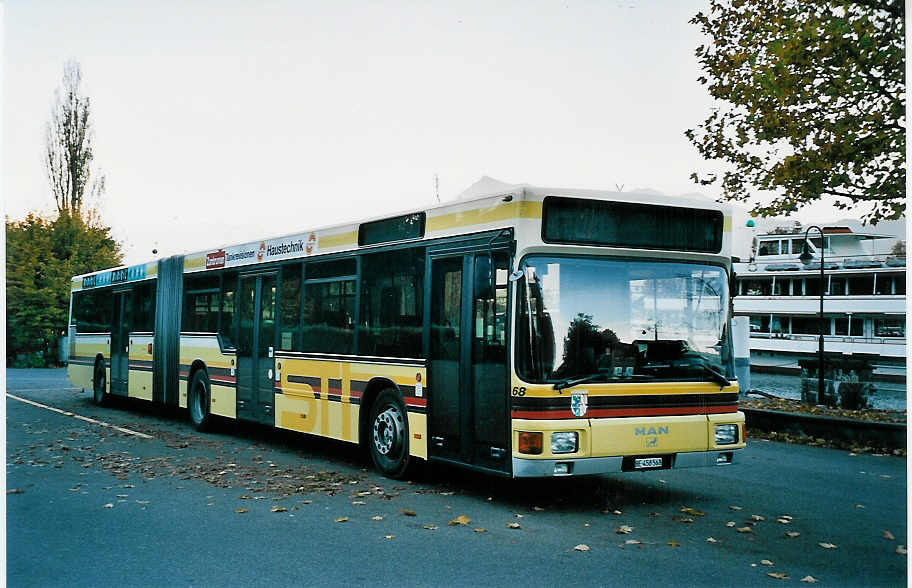 (043'701) - STI Thun - Nr. 68/BE 458'568 - MAN am 28. Oktober 2000 bei der Schifflndte Thun