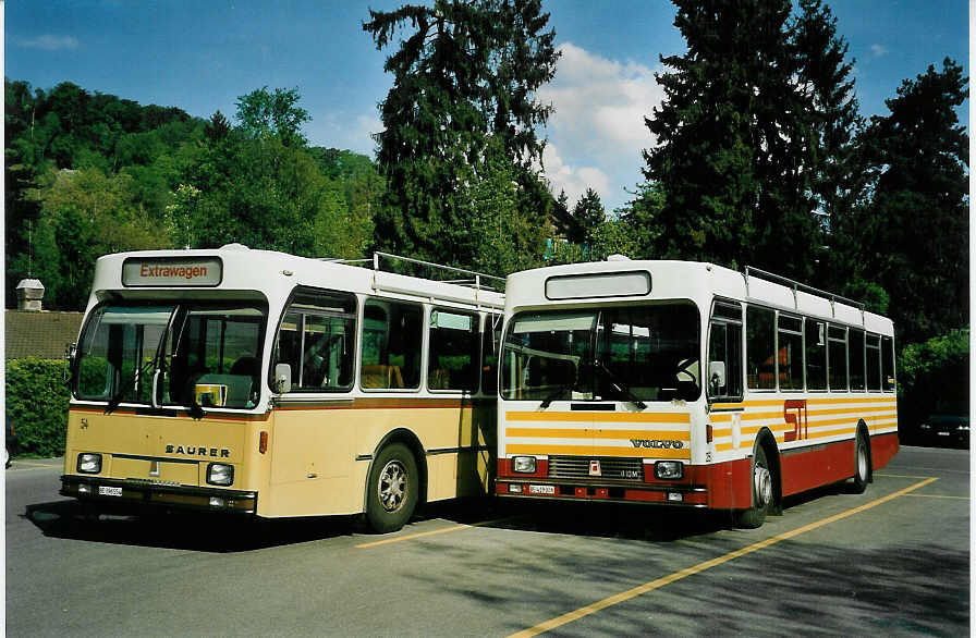 (046'528) - STI Thun - Nr. 25/BE 419'026 - Volvo/R&J (ex SAT Thun Nr. 25) am 12. Mai 2001 bei der Schifflndte Thun