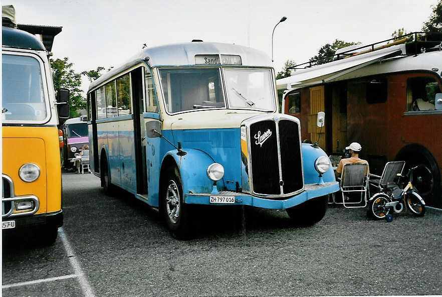 (049'118) - Bollinger, Zrich - ZH 797'016 - Saurer/Saurer (ex Rattin, Schaffhausen Nr. 4) am 18. August 2001 in Burgdorf, AMP