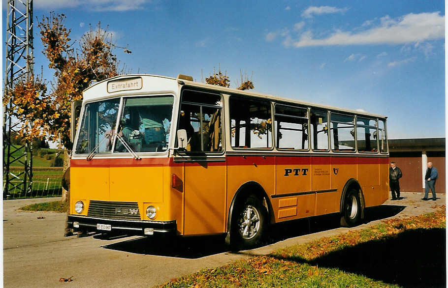 (057'110) - Scheidegger, Schnbhl - BE 150'067 - FBW/Lauber (ex P 23'507) am 26. Oktober 2002 in Schwarzenburg, Aussenlager Museum fr Kommunikation