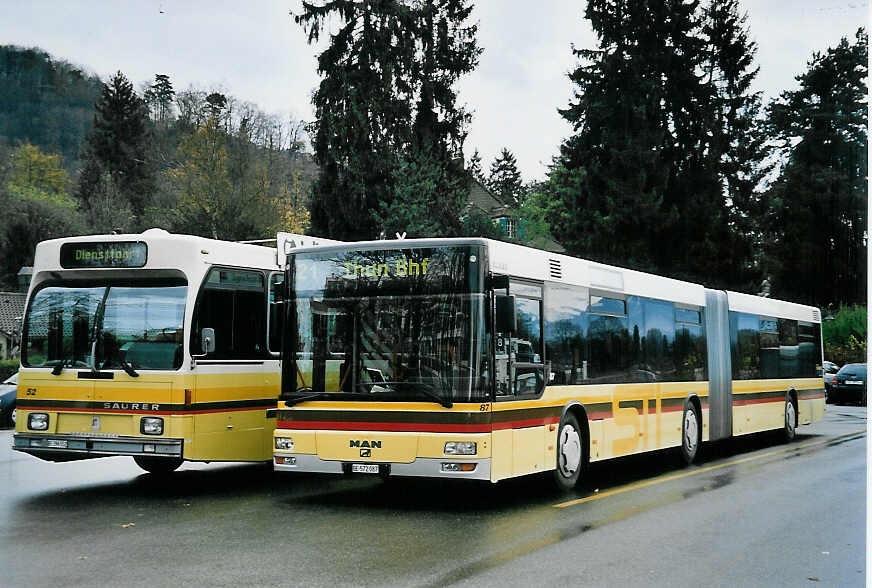 (057'320) - STI Thun - Nr. 87/BE 572'087 - MAN am 15. November 2002 bei der Schifflndte Thun