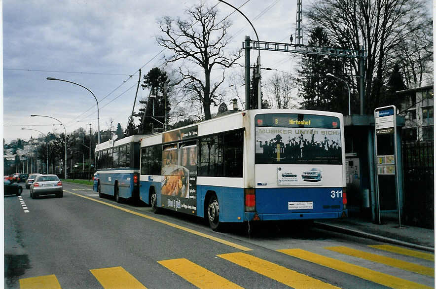 (058'110) - VBL Luzern - Nr. 311 - Lanz+Marti/Hess Personenanhnger am 30. Dezember 2002 in Luzern, Verkehrshaus