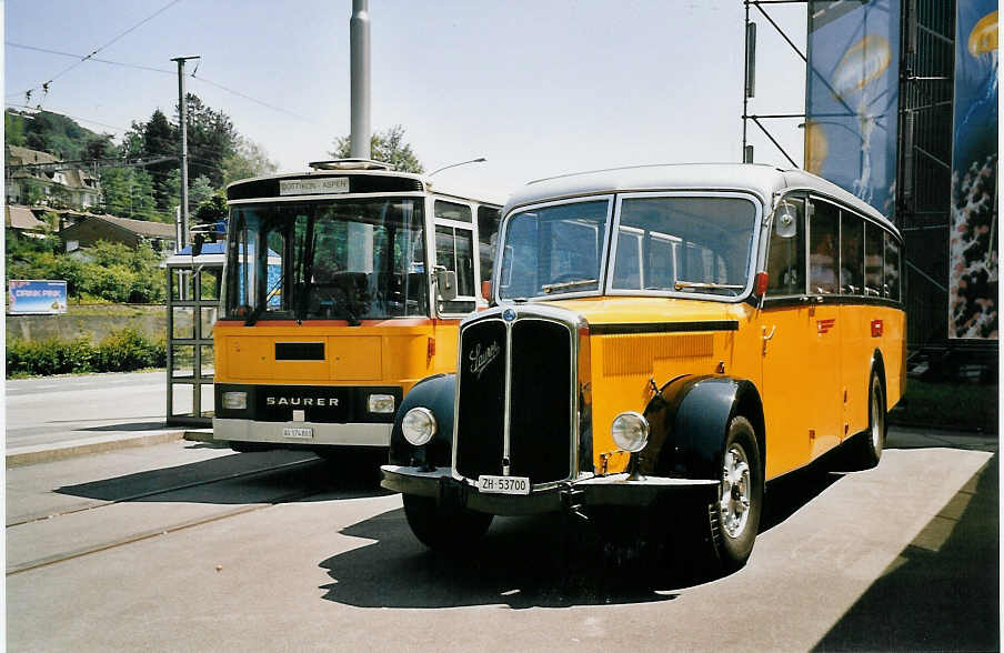 (061'507) - Capaul, Feldmeilen - ZH 53'700 - Saurer/R&J (ex M+79'518; ex P 23'067) am 13. Juli 2003 in Luzern, Verkehrshaus