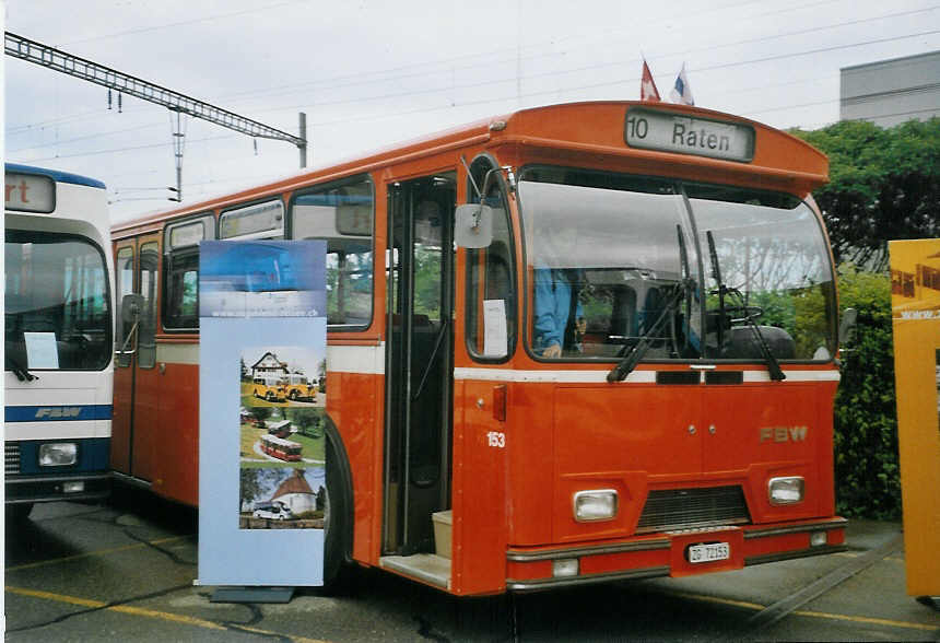 (068'518) - ZVB Zug - Nr. 153/ZG 72'153 - FBW/Hess (ex Nr. 28; ex Nr. 3) am 19. Juni 2004 in Hinwil, AMP