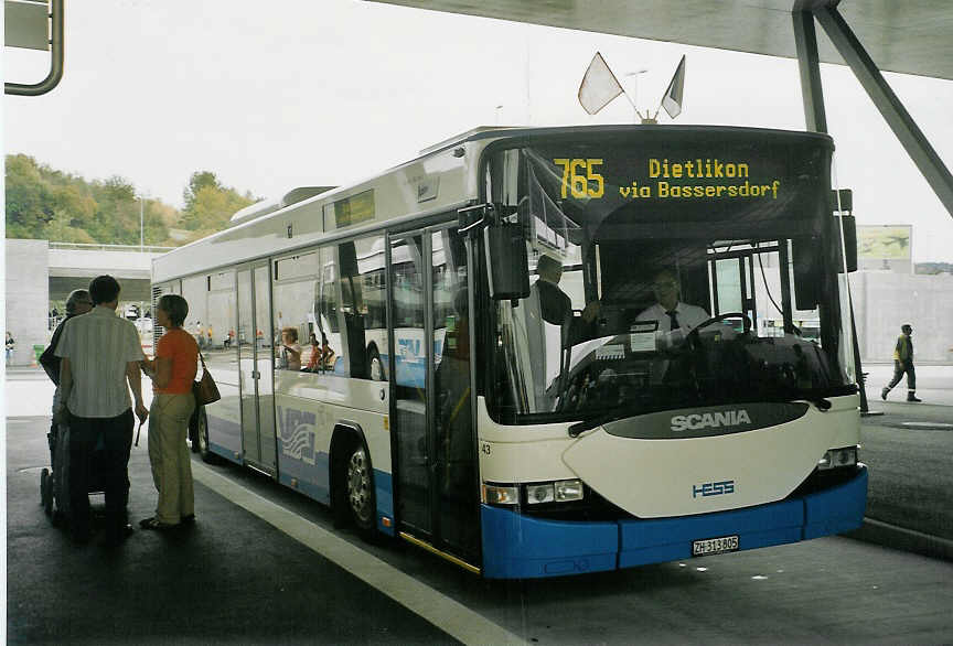 (070'815) - Andres, Effretikon - Nr. 43/ZH 313'805 - Scania/Hess am 11. September 2004 in Zrich, Flughafen